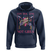 Harris Walz Feminist Hoodie Control Guns Not Girls Women's Rights Roses Uterus - Wonder Print Shop