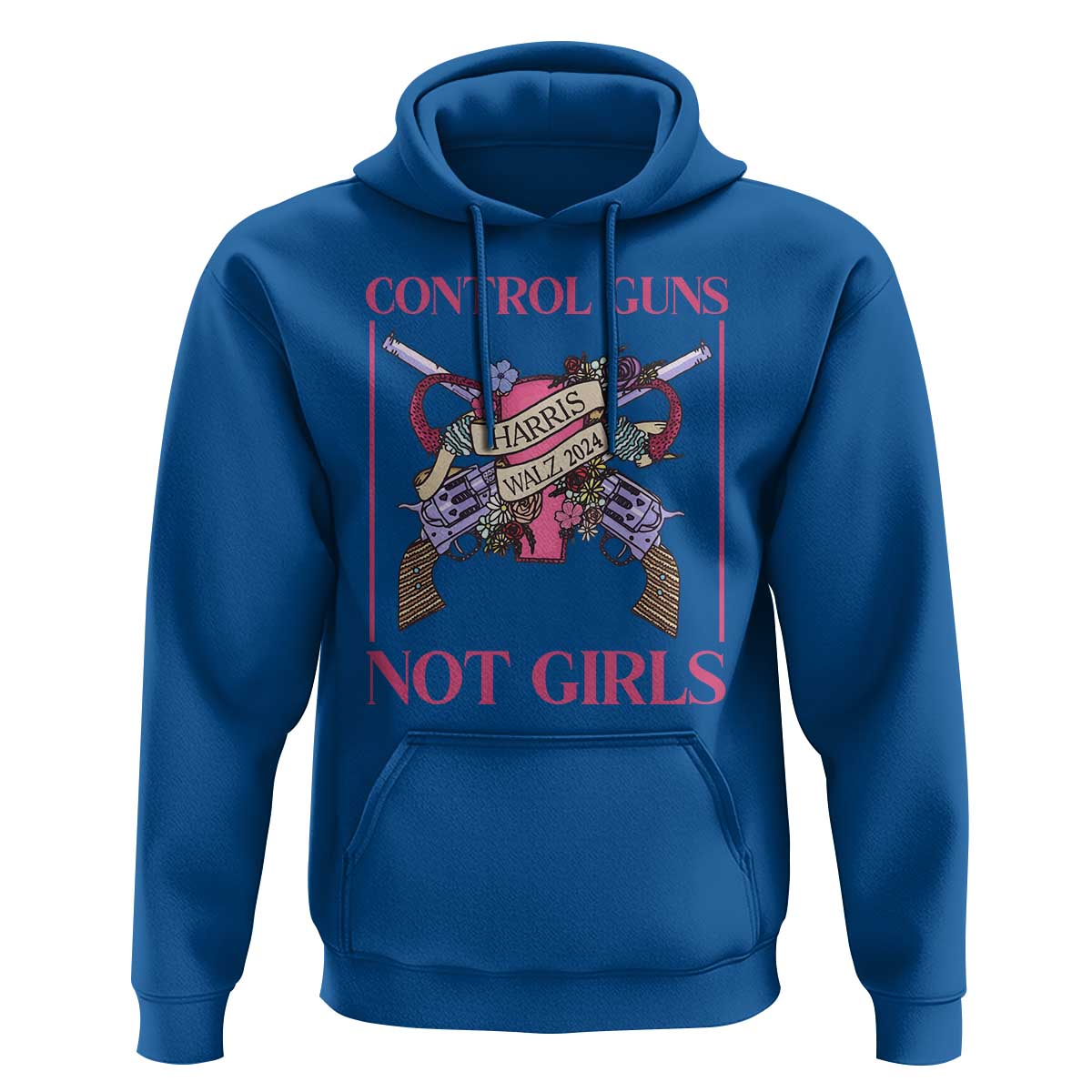 Harris Walz Feminist Hoodie Control Guns Not Girls Women's Rights Roses Uterus - Wonder Print Shop