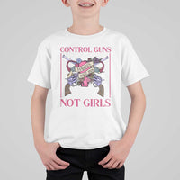Harris Walz Feminist T Shirt For Kid Control Guns Not Girls Women's Rights Roses Uterus - Wonder Print Shop