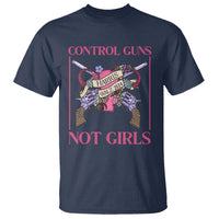 Harris Walz Feminist T Shirt Control Guns Not Girls Women's Rights Roses Uterus - Wonder Print Shop