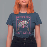 Harris Walz Feminist T Shirt For Women Control Guns Not Girls Women's Rights Roses Uterus - Wonder Print Shop