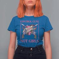 Harris Walz Feminist T Shirt For Women Control Guns Not Girls Women's Rights Roses Uterus - Wonder Print Shop