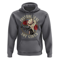 Harris Walz Feminist Hoodie Control Guns Not Girls Women's Rights Roses Hand Fist - Wonder Print Shop