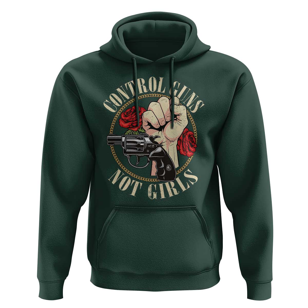 Harris Walz Feminist Hoodie Control Guns Not Girls Women's Rights Roses Hand Fist - Wonder Print Shop