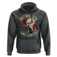 Harris Walz Feminist Hoodie Control Guns Not Girls Women's Rights Roses Hand Fist - Wonder Print Shop