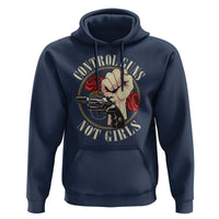 Harris Walz Feminist Hoodie Control Guns Not Girls Women's Rights Roses Hand Fist - Wonder Print Shop