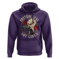 Harris Walz Feminist Hoodie Control Guns Not Girls Women's Rights Roses Hand Fist - Wonder Print Shop