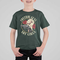 Harris Walz Feminist T Shirt For Kid Control Guns Not Girls Women's Rights Roses Hand Fist - Wonder Print Shop