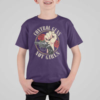 Harris Walz Feminist T Shirt For Kid Control Guns Not Girls Women's Rights Roses Hand Fist - Wonder Print Shop