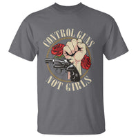 Harris Walz Feminist T Shirt Control Guns Not Girls Women's Rights Roses Hand Fist - Wonder Print Shop