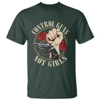 Harris Walz Feminist T Shirt Control Guns Not Girls Women's Rights Roses Hand Fist - Wonder Print Shop
