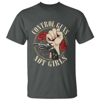 Harris Walz Feminist T Shirt Control Guns Not Girls Women's Rights Roses Hand Fist - Wonder Print Shop