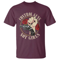 Harris Walz Feminist T Shirt Control Guns Not Girls Women's Rights Roses Hand Fist - Wonder Print Shop