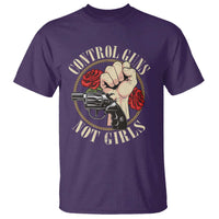 Harris Walz Feminist T Shirt Control Guns Not Girls Women's Rights Roses Hand Fist - Wonder Print Shop