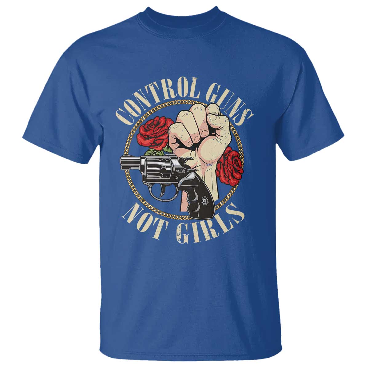 Harris Walz Feminist T Shirt Control Guns Not Girls Women's Rights Roses Hand Fist - Wonder Print Shop