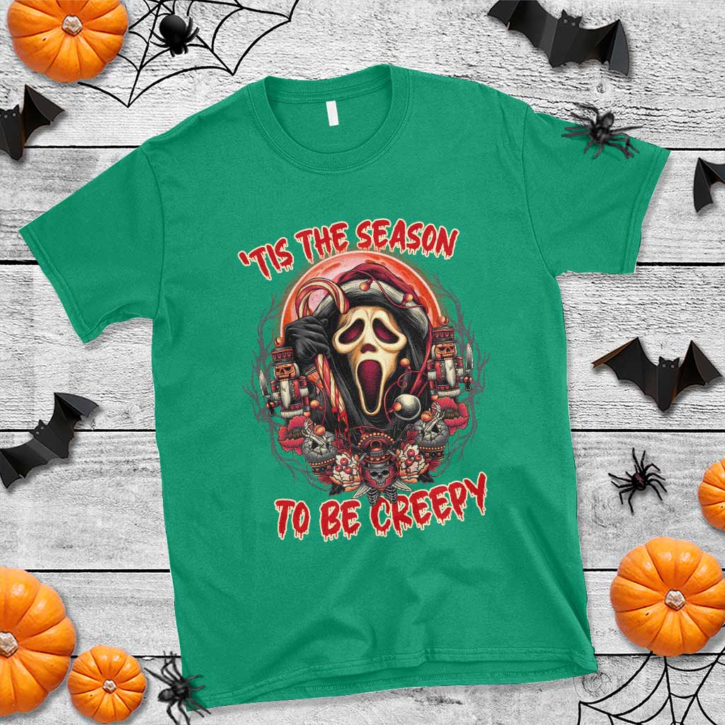Halloween Christmas T Shirt Tis The Season To Be Creepy Ghost Horror Xmas - Wonder Print Shop