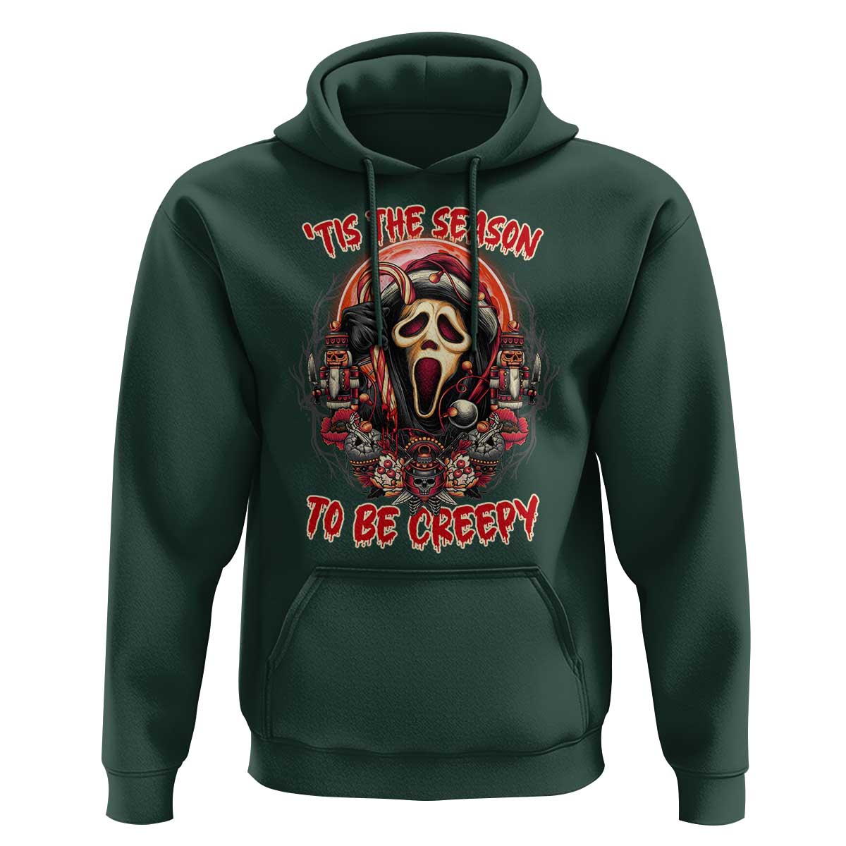 Halloween Christmas Hoodie Tis The Season To Be Creepy Ghost Horror Xmas - Wonder Print Shop