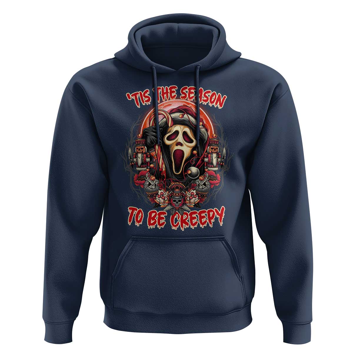 Halloween Christmas Hoodie Tis The Season To Be Creepy Ghost Horror Xmas - Wonder Print Shop