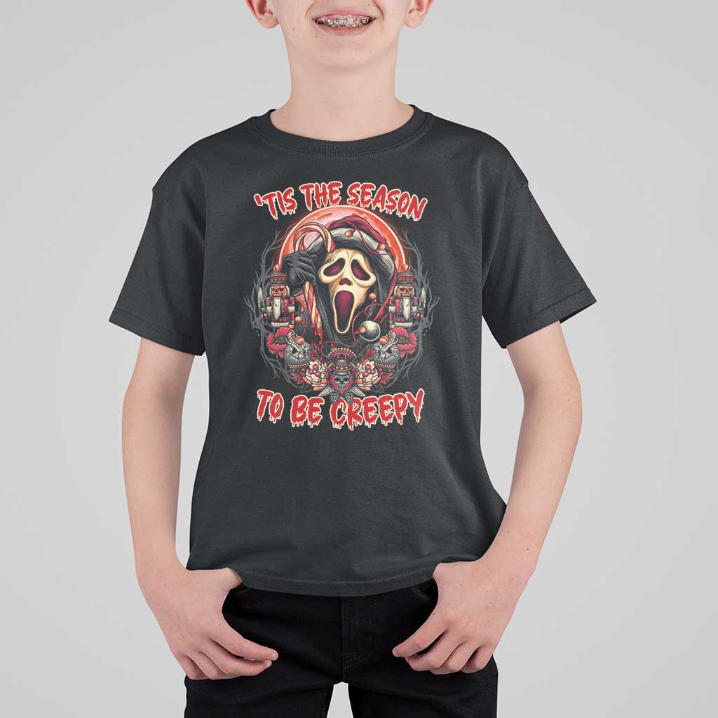 Halloween Christmas T Shirt For Kid Tis The Season To Be Creepy Ghost Horror Xmas - Wonder Print Shop