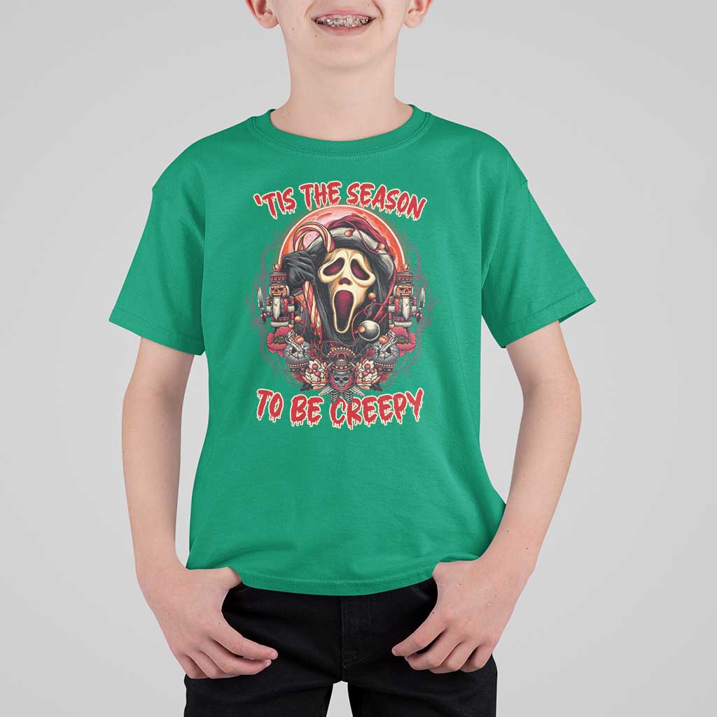Halloween Christmas T Shirt For Kid Tis The Season To Be Creepy Ghost Horror Xmas - Wonder Print Shop