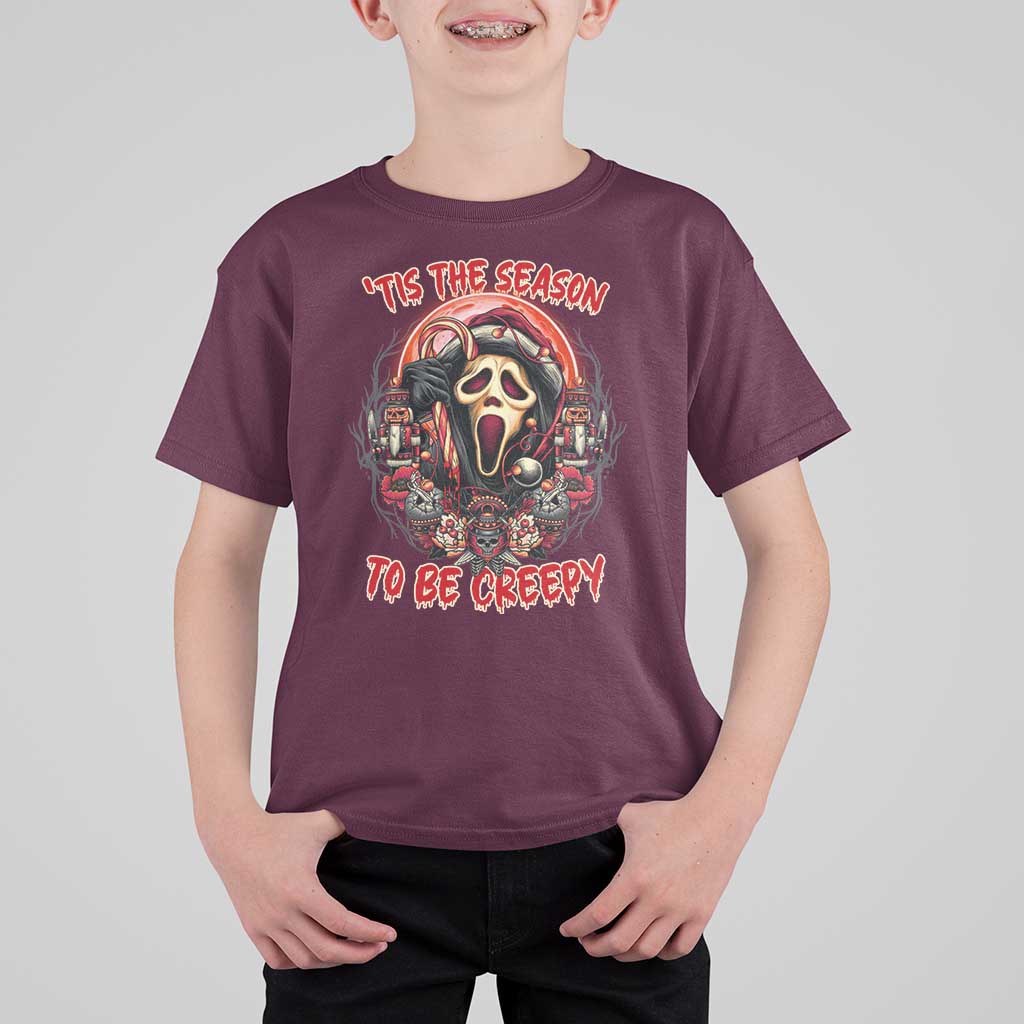 Halloween Christmas T Shirt For Kid Tis The Season To Be Creepy Ghost Horror Xmas - Wonder Print Shop