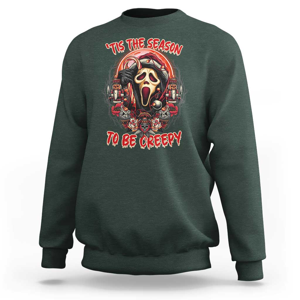 Halloween Christmas Sweatshirt Tis The Season To Be Creepy Ghost Horror Xmas - Wonder Print Shop