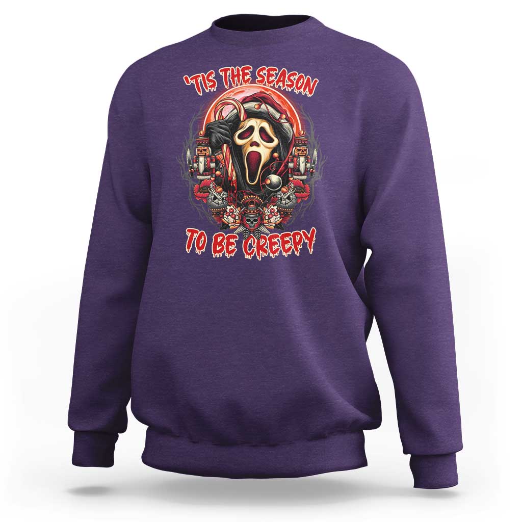 Halloween Christmas Sweatshirt Tis The Season To Be Creepy Ghost Horror Xmas - Wonder Print Shop