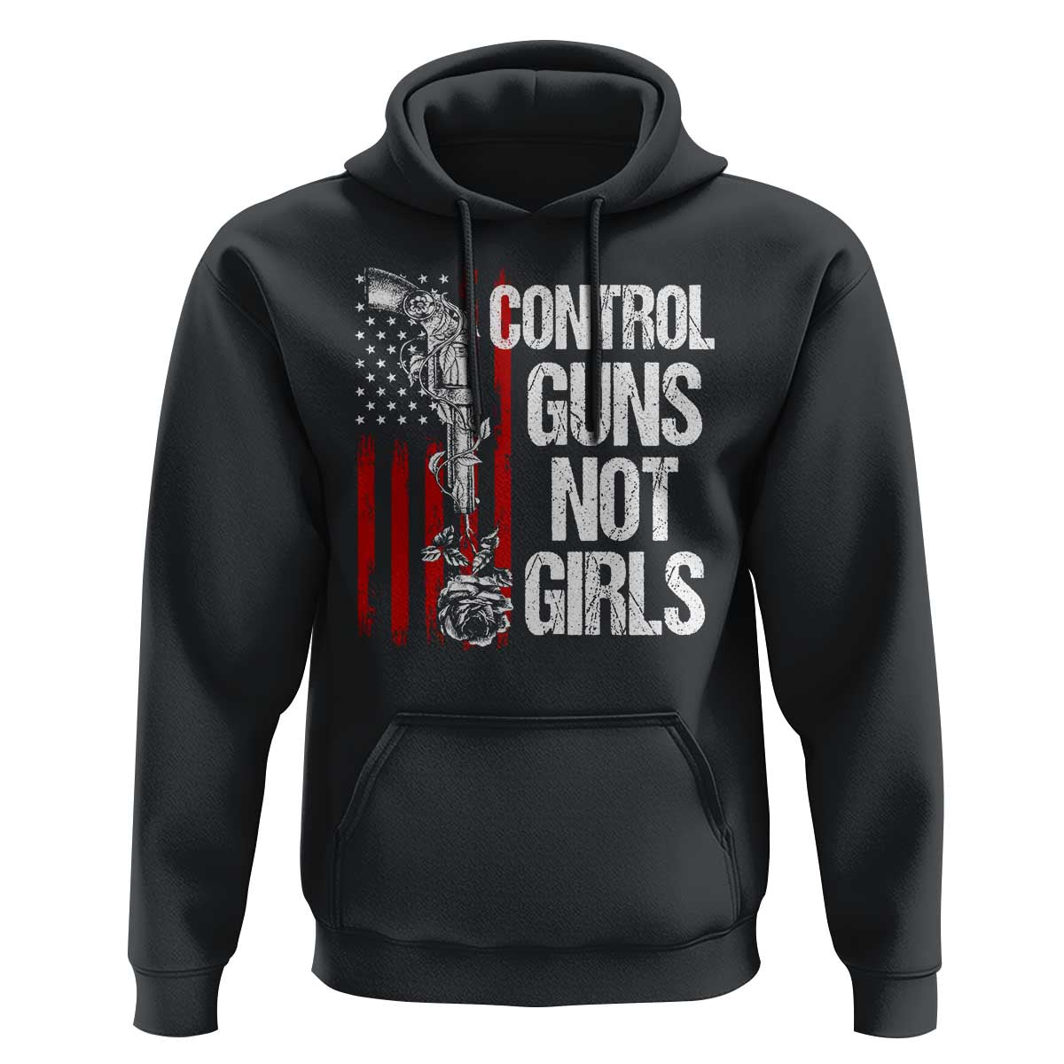 Harris Walz Feminist Hoodie Control Guns Not Girls Women's Rights Roses American Flag - Wonder Print Shop