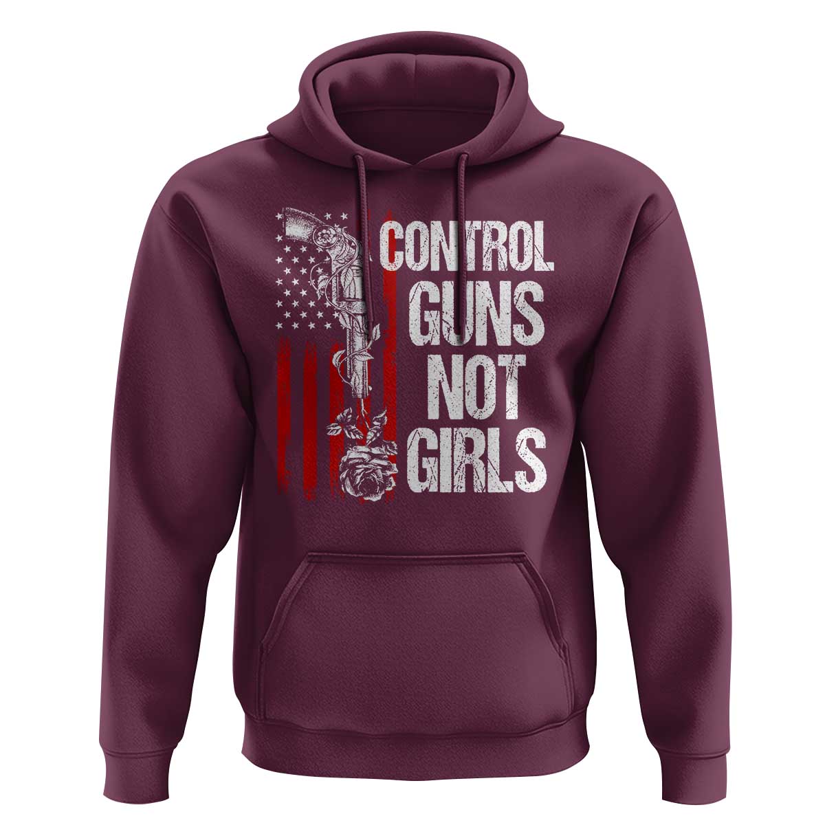 Harris Walz Feminist Hoodie Control Guns Not Girls Women's Rights Roses American Flag - Wonder Print Shop