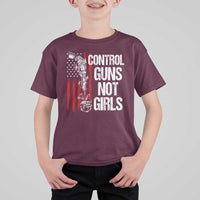 Harris Walz Feminist T Shirt For Kid Control Guns Not Girls Women's Rights Roses American Flag - Wonder Print Shop