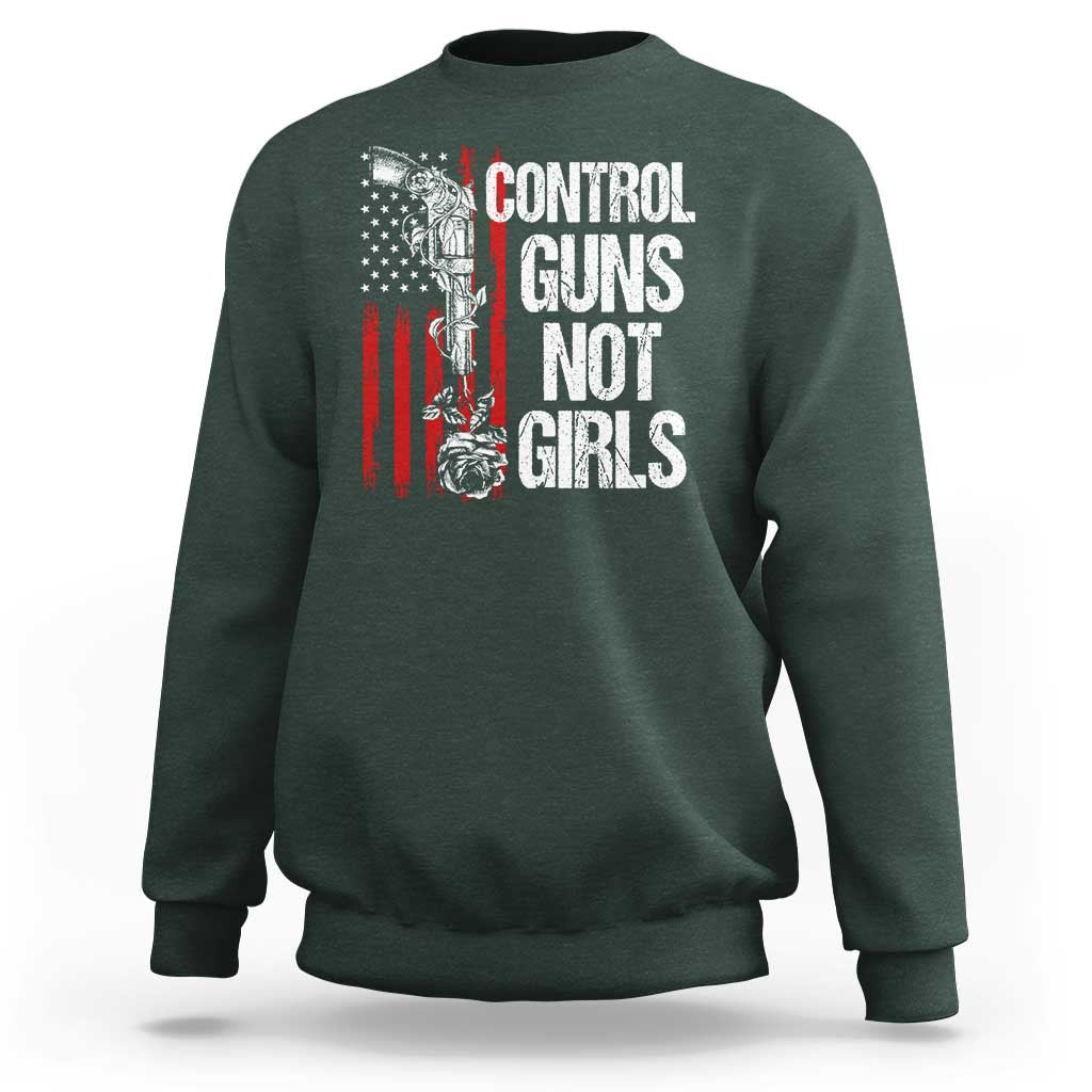 Harris Walz Feminist Sweatshirt Control Guns Not Girls Women's Rights Roses American Flag - Wonder Print Shop