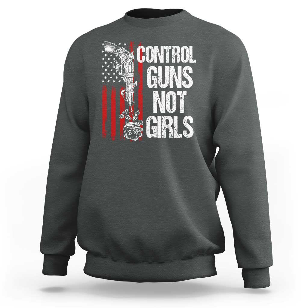 Harris Walz Feminist Sweatshirt Control Guns Not Girls Women's Rights Roses American Flag - Wonder Print Shop