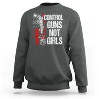 Harris Walz Feminist Sweatshirt Control Guns Not Girls Women's Rights Roses American Flag - Wonder Print Shop