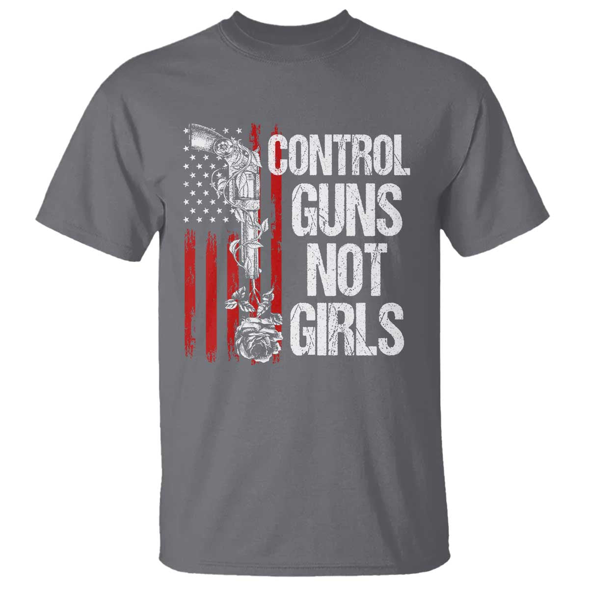 Harris Walz Feminist T Shirt Control Guns Not Girls Women's Rights Roses American Flag - Wonder Print Shop