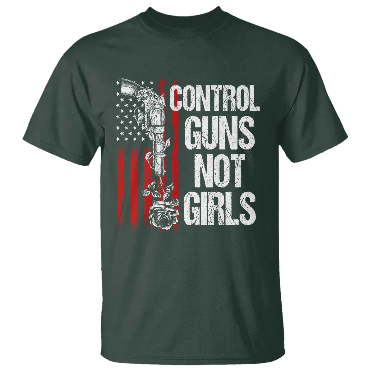 Harris Walz Feminist T Shirt Control Guns Not Girls Women's Rights Roses American Flag - Wonder Print Shop