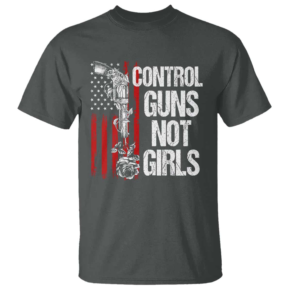 Harris Walz Feminist T Shirt Control Guns Not Girls Women's Rights Roses American Flag - Wonder Print Shop