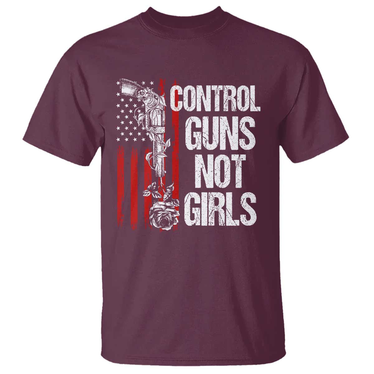 Harris Walz Feminist T Shirt Control Guns Not Girls Women's Rights Roses American Flag - Wonder Print Shop