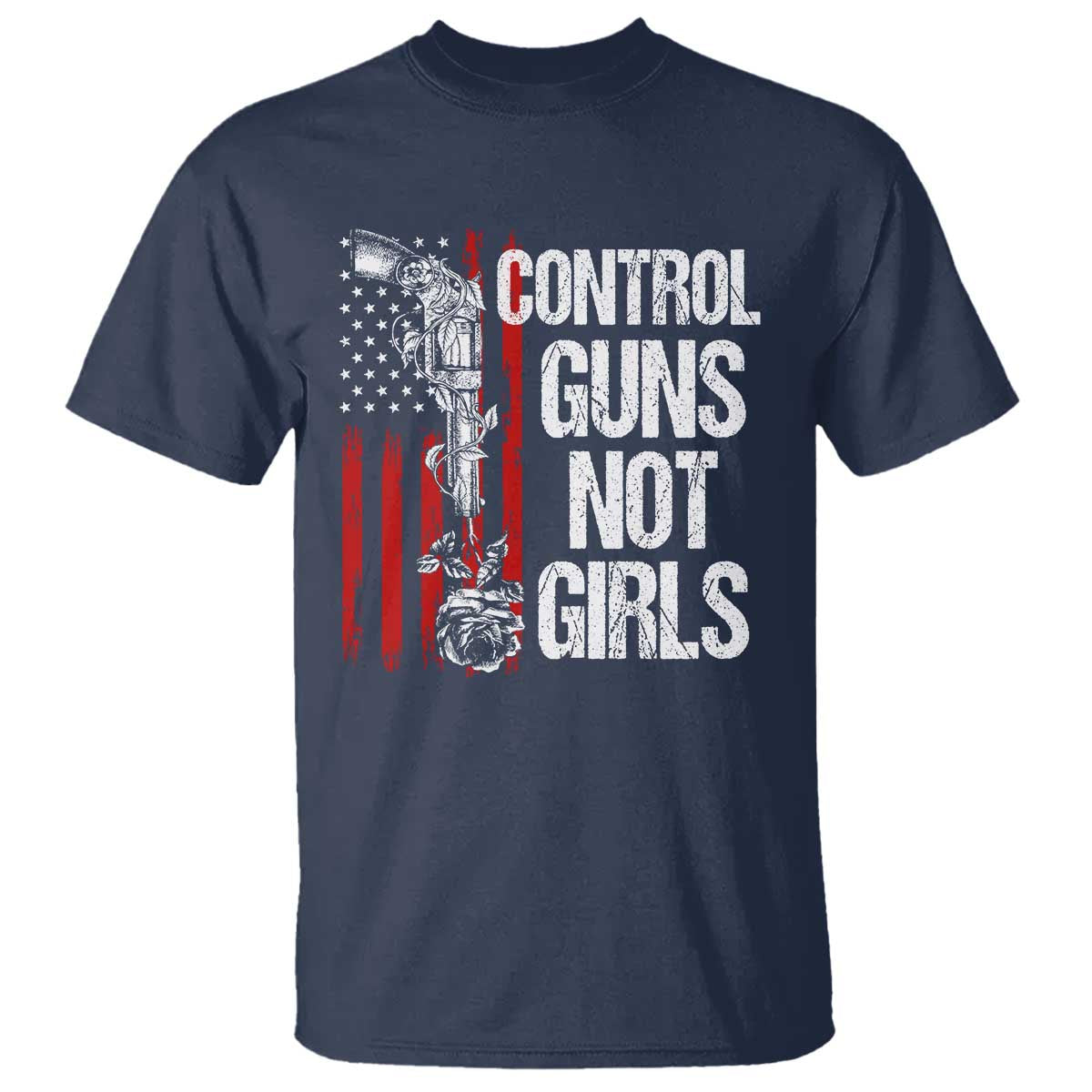 Harris Walz Feminist T Shirt Control Guns Not Girls Women's Rights Roses American Flag - Wonder Print Shop