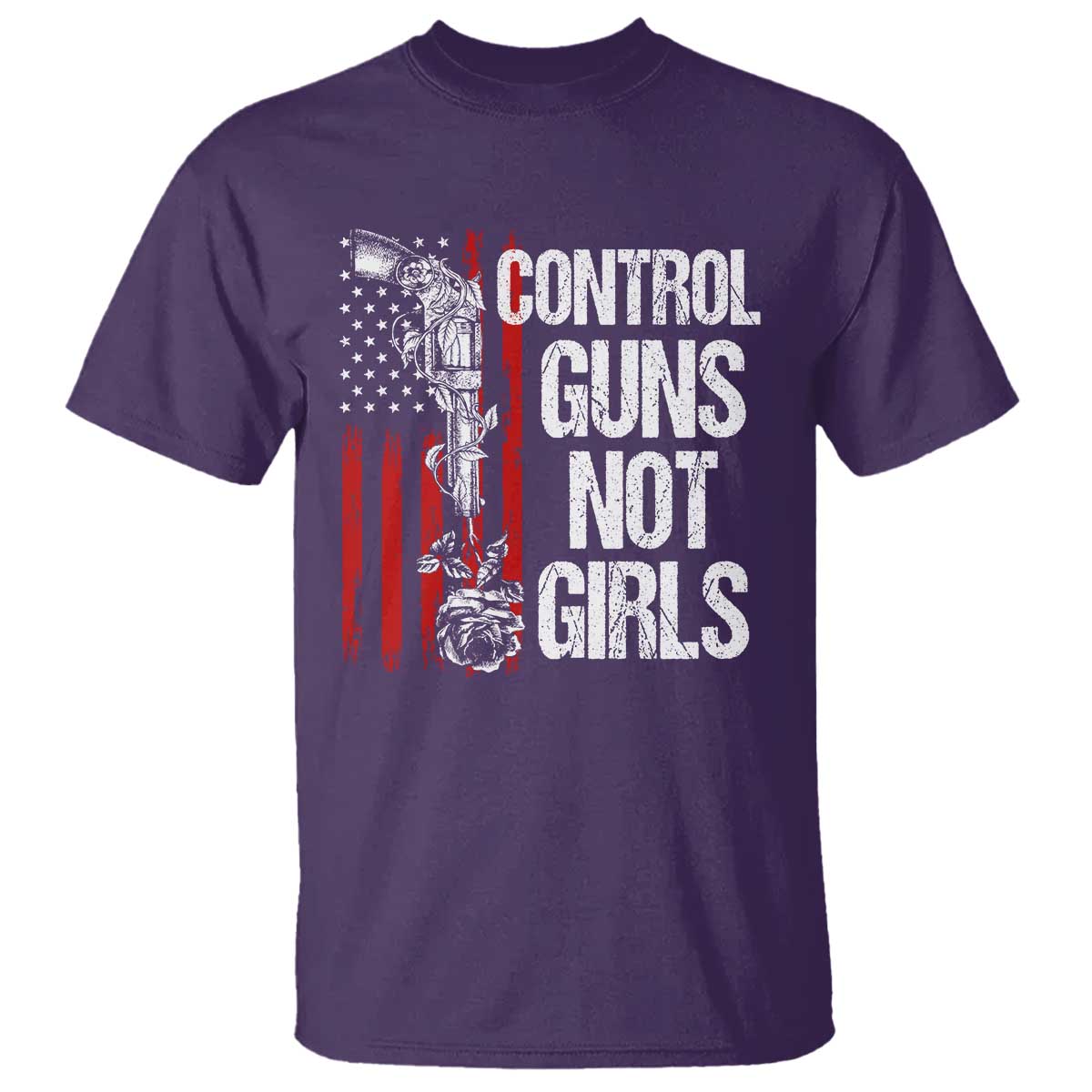 Harris Walz Feminist T Shirt Control Guns Not Girls Women's Rights Roses American Flag - Wonder Print Shop
