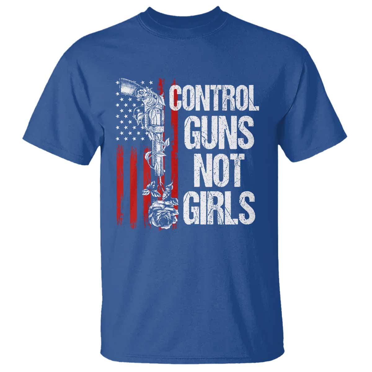 Harris Walz Feminist T Shirt Control Guns Not Girls Women's Rights Roses American Flag - Wonder Print Shop