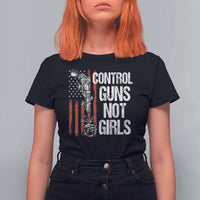 Harris Walz Feminist T Shirt For Women Control Guns Not Girls Women's Rights Roses American Flag - Wonder Print Shop