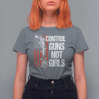 Harris Walz Feminist T Shirt For Women Control Guns Not Girls Women's Rights Roses American Flag - Wonder Print Shop