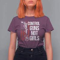 Harris Walz Feminist T Shirt For Women Control Guns Not Girls Women's Rights Roses American Flag - Wonder Print Shop