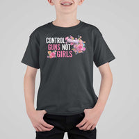 Harris Walz Feminist T Shirt For Kid Control Guns Not Girls Women's Rights Flower - Wonder Print Shop