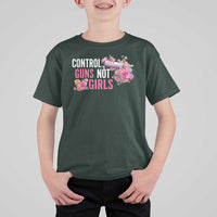 Harris Walz Feminist T Shirt For Kid Control Guns Not Girls Women's Rights Flower - Wonder Print Shop