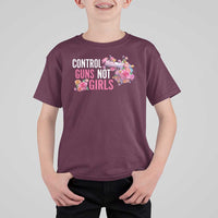 Harris Walz Feminist T Shirt For Kid Control Guns Not Girls Women's Rights Flower - Wonder Print Shop