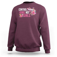 Harris Walz Feminist Sweatshirt Control Guns Not Girls Women's Rights Flower - Wonder Print Shop