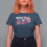 Harris Walz Feminist T Shirt For Women Control Guns Not Girls Women's Rights Flower - Wonder Print Shop