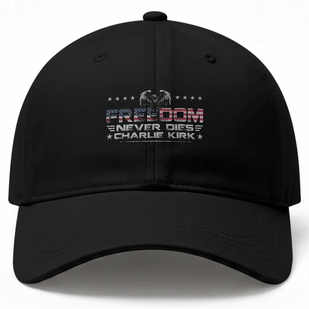 Freedom Never Dies Charlie Kirk Baseball Cap Vintage American Flag