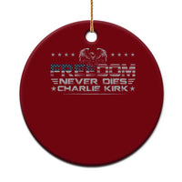 Freedom Never Dies Charlie Kirk Ceramic Ornament Vintage American Flag - Wonder Print Shop